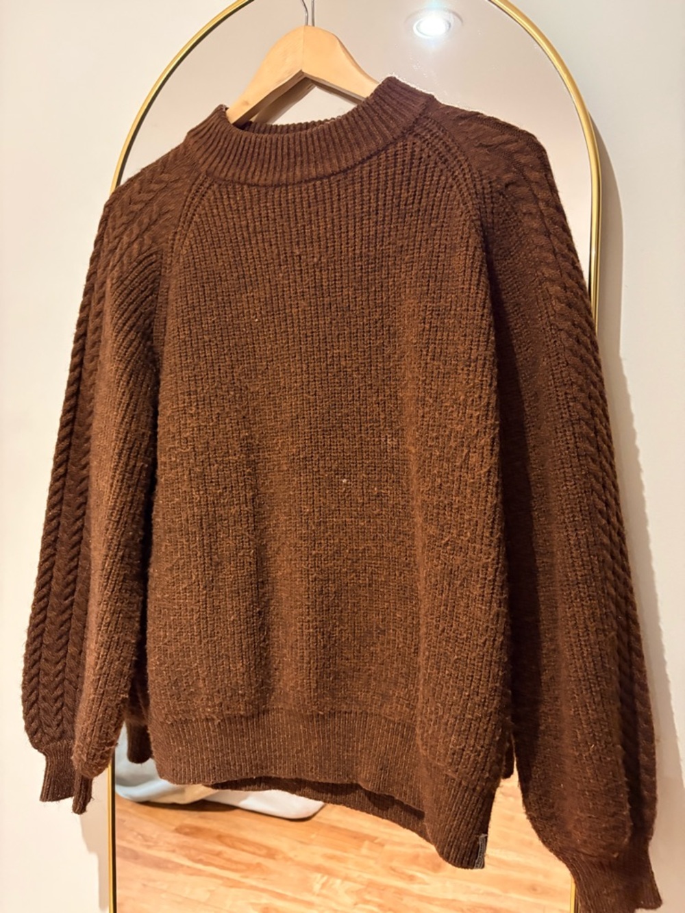 Rhythm Brown Cable-Detail Crew Neck Sweater